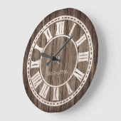 Rustic Wood Roman Numerals Land Farmhouse Naam Grote Klok (Hoek)