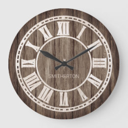 Rustic Wood Roman Numerals Land Farmhouse Naam Grote Klok