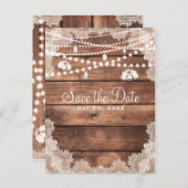 Rustic Wood Romantic Lace Mason Jars Save the Date Aankondigingskaart (Voorkant / Achterkant)