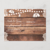Rustic Wood Romantic Lace Mason Jars Save the Date Aankondigingskaart (Achterkant)