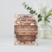 Rustic Wood Romantic Lace Mason Jars Save the Date Aankondigingskaart (Staand voorkant)