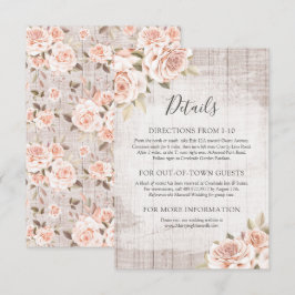 Rustic Wood & Romantic Roses Details / Instructies Informatiekaartje