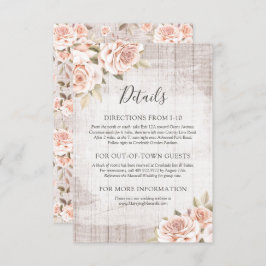 Rustic Wood & Romantic Roses Details / Instructies Informatiekaartje