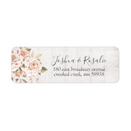 Rustic Wood & Romantic Rozen Shabby Chic Address Etiket