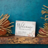 Rustic Wood Romantic Rozen Shabby Welcome Wedding Fotoplaat (Zijkant)