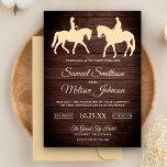 Rustic Wood Romantic Western Horse Riders Wedding Kaart<br><div class="desc">Verrijk je gasten met deze netelige huwelijksuitnodiging met een horsmakreel en een paardenvrouw met moderne typografie tegen een schuurhoutachtergrond. Voeg eenvoudig uw gebeurtenisdetails op deze makkelijk te gebruiken sjabloon toe om het één-van-een-soort uitnodiging te maken.</div>