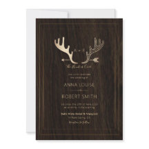 Rustic Wood Roos Gold Antlers Arrow Wedding