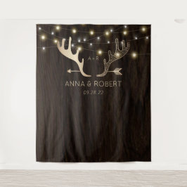 Rustic Wood Roos Gold Antlers Arrow Wedding Wandkleed