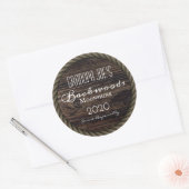 Rustic Wood & Rope, gepersonaliseerd Ronde Sticker (Envelop)