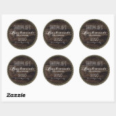 Rustic Wood & Rope, gepersonaliseerd Ronde Sticker (Vel)