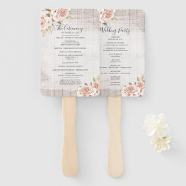 Rustic Wood & Roses Huwelijksprogramma & Feest Men Handwaaier