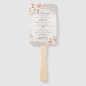 Rustic Wood & Roses Huwelijksprogramma & Feest Men Handwaaier (Voorkant)