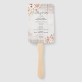 Rustic Wood & Roses Huwelijksprogramma & Feest Men Handwaaier (Achterkant)