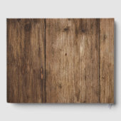 Rustic Wood, roze bloemen & lampjes Typografie Gastenboek (Achterkant)