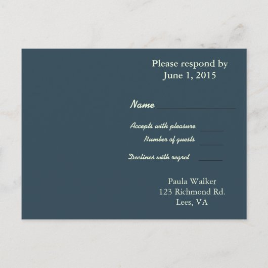 Rustic Wood Roze en Green Floral RSVP Uitnodiging Briefkaart (Achterkant)