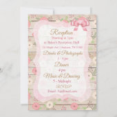 Rustic Wood roze en Tan Floral Wedding Invitation Kaart (Achterkant)