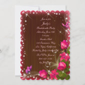 Rustic Wood Roze Floral Butterfly Bachelorette Kaart (Voorkant)