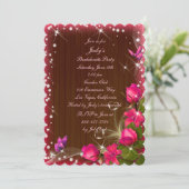 Rustic Wood Roze Floral Butterfly Bachelorette Kaart (Staand voorkant)