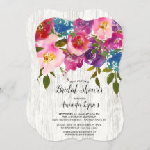 Rustic Wood Roze Flowers Bridal Shower Invitation