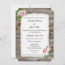 Rustic Wood roze Rose Elegant Wedding Invitation