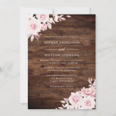 Rustic Wood roze Roses Blush Floral Wedding Kaart (Voorkant)
