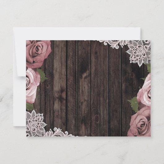 Rustic Wood Roze Rozen Foto opslaan Datum (Achterkant)