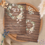 Rustic Wood Rozen Garland 50th Wedding Jubileum Kaart<br><div class="desc">Deze botanische uitnodiging voor het 50ste bruiloft van de waterverf kan gepersonaliseerd worden met je speciale trouwdag-informatie. Het omgekeerde kenmerkt een passende bloemige tuin die uw verjaardagsdata in elegante typografie plant. Ontworpen door: Thisnotme©</div>