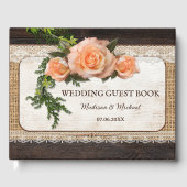 Rustic Wood Rozen Romantic Wedding Gastenboek (Voorkant)