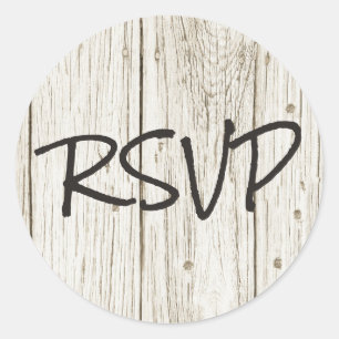 Rustic Wood RSVP Ronde Sticker