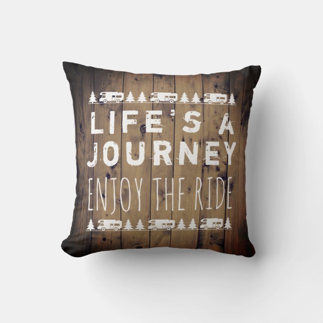 Rustic Wood  RV Camper Wanderlust Quote Kussen (Voorkant)