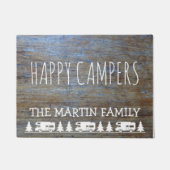 Rustic Wood RV Camping | Happy Campers Custom Name Deurmat (Voorkant)