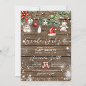 Rustic Wood Santa Baby Vrolijk Kerstfeest Baby sho Kaart (Voorkant)