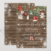 Rustic Wood Santa Baby Vrolijk Kerstfeest Baby sho Kaart (Voorkant / Achterkant)