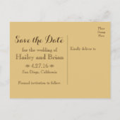 Rustic Wood Save the Date Briefkaart met zonnebloe (Achterkant)