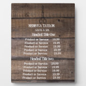 Rustic Wood Scissor Salon Pricing/Service Plaque Fotoplaat (Voorkant)