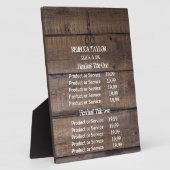 Rustic Wood Scissor Salon Pricing/Service Plaque Fotoplaat (Zijkant)