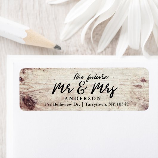 Rustic Wood Script The Future Mr en Mrs. Etiket (Insitu)