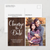 Rustic Wood Script Wedding Verander de datum Briefkaart (Voorkant / Achterkant)