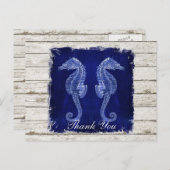 Rustic Wood  Seahorse bruiloft Dank u Briefkaart (Voorkant / Achterkant)