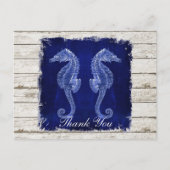 Rustic Wood  Seahorse bruiloft Dank u Briefkaart (Voorkant)