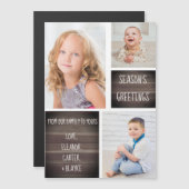 Rustic Wood Season's Greetings Kerstmagneet (Voorkant / Achterkant)