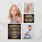 Rustic Wood Season's Greetings Kerstmis Folie Feestdagenkaart (Voorkant)