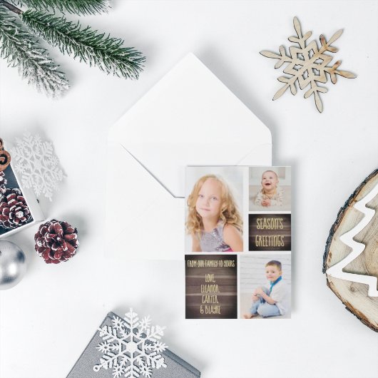 Rustic Wood Season's Greetings Kerstmis Folie Feestdagenkaart