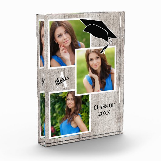Rustic Wood Senior Portrait Collage Fotoblokken (Links)