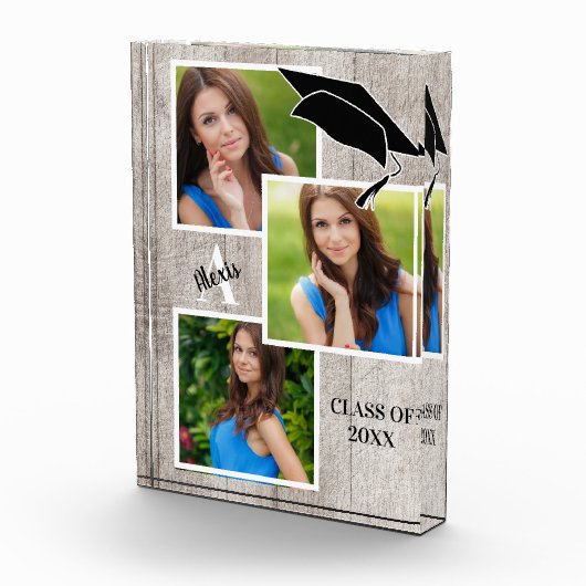 Rustic Wood Senior Portrait Collage Fotoblokken (Rechts)