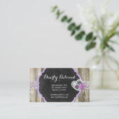 Rustic Wood & Shabby Chalkboard Romantic Heart Visitekaartje (Staand voorkant)