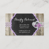 Rustic Wood & Shabby Chalkboard Romantic Heart Visitekaartje (Voorkant)