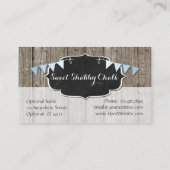 Rustic Wood & Shabby Chic Chalkboard Blue Bunting Visitekaartje (Achterkant)