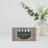 Rustic Wood & Shabby Chic Chalkboard Blue Bunting Visitekaartje (Staand voorkant)