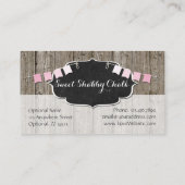 Rustic Wood & Shabby Chic Chalkboard Pink Bunting Visitekaartje (Achterkant)